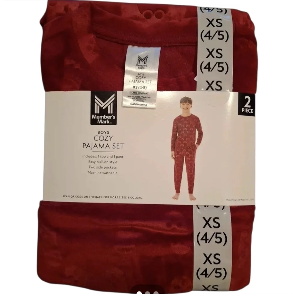 Members Mark Maroon Video Game Controller Plush Fleece Pajama Set PJ - XS NWT